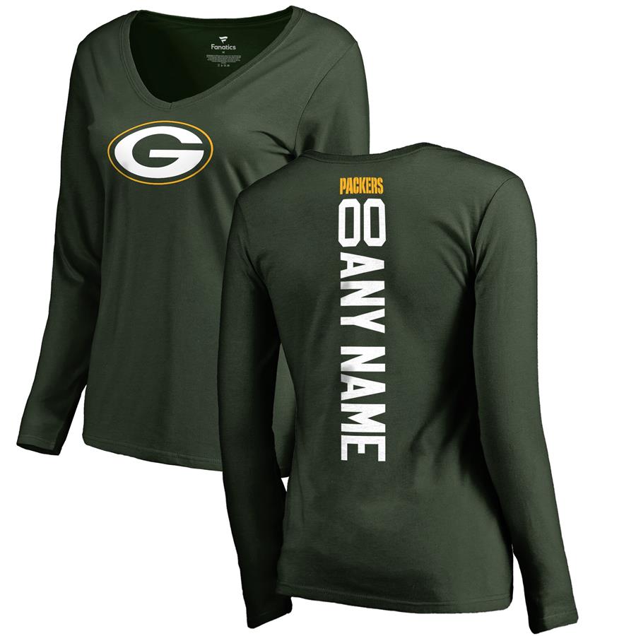 Green Bay Packers NFL Pro Line by Fanatics Branded Women's Personalized Playmaker Long Sleeve V-Neck T-Shirt - Green