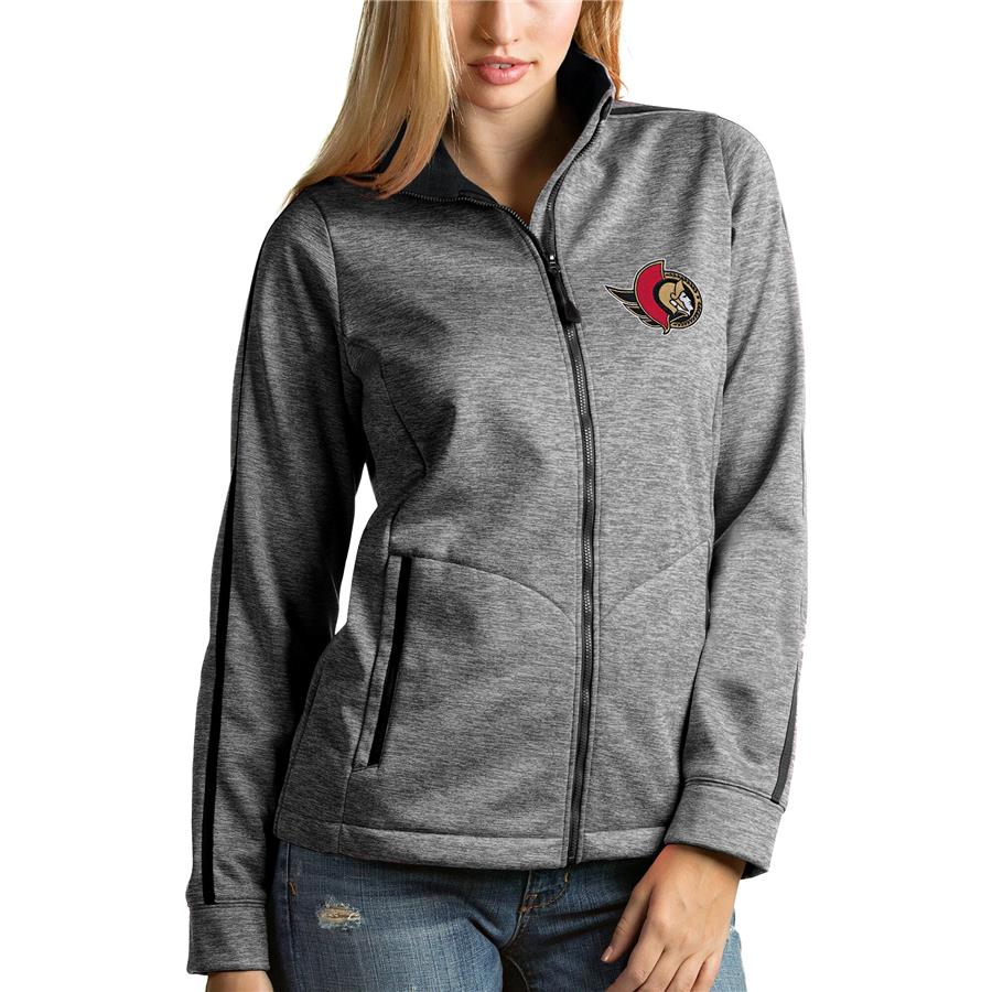 Ottawa Senators Antigua Women's Golf Full Zip Jacket - Heathered Black
