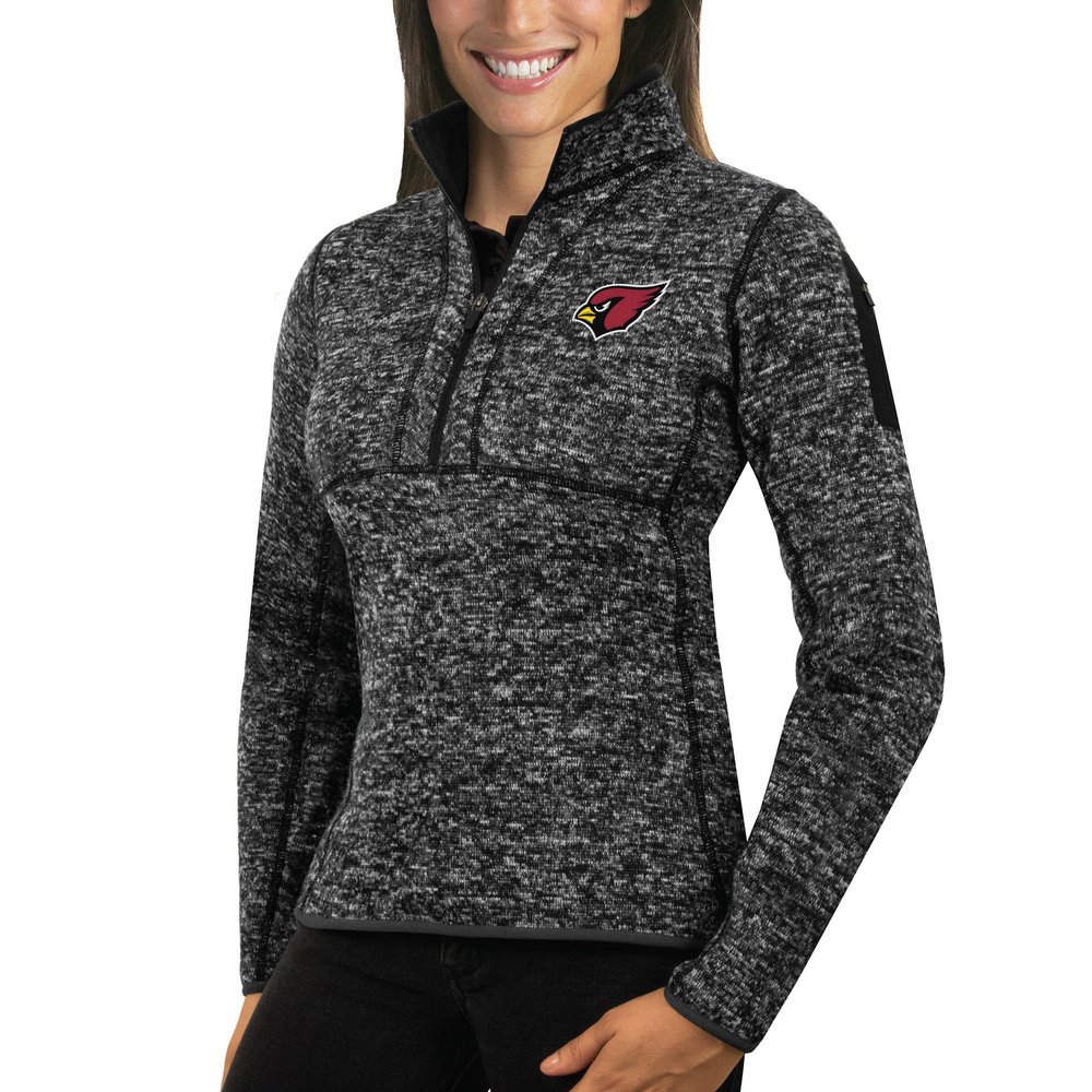 Arizona Cardinals Antigua Women's Fortune Half-Zip Sweater - Heather Black