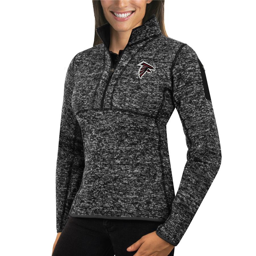 Atlanta Falcons Antigua Women's Fortune Half-Zip Sweater - Heather Black