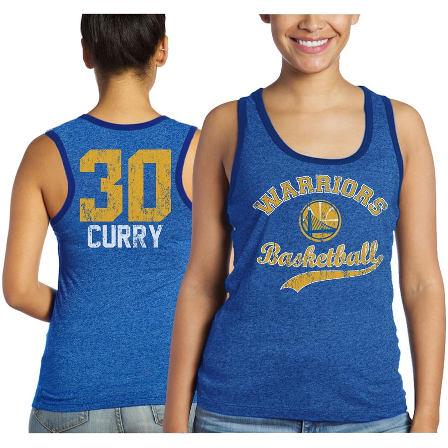 Stephen Curry Golden State Warriors Majestic Threads Women's Name and Number Tri-Blend Tank Top - Royal