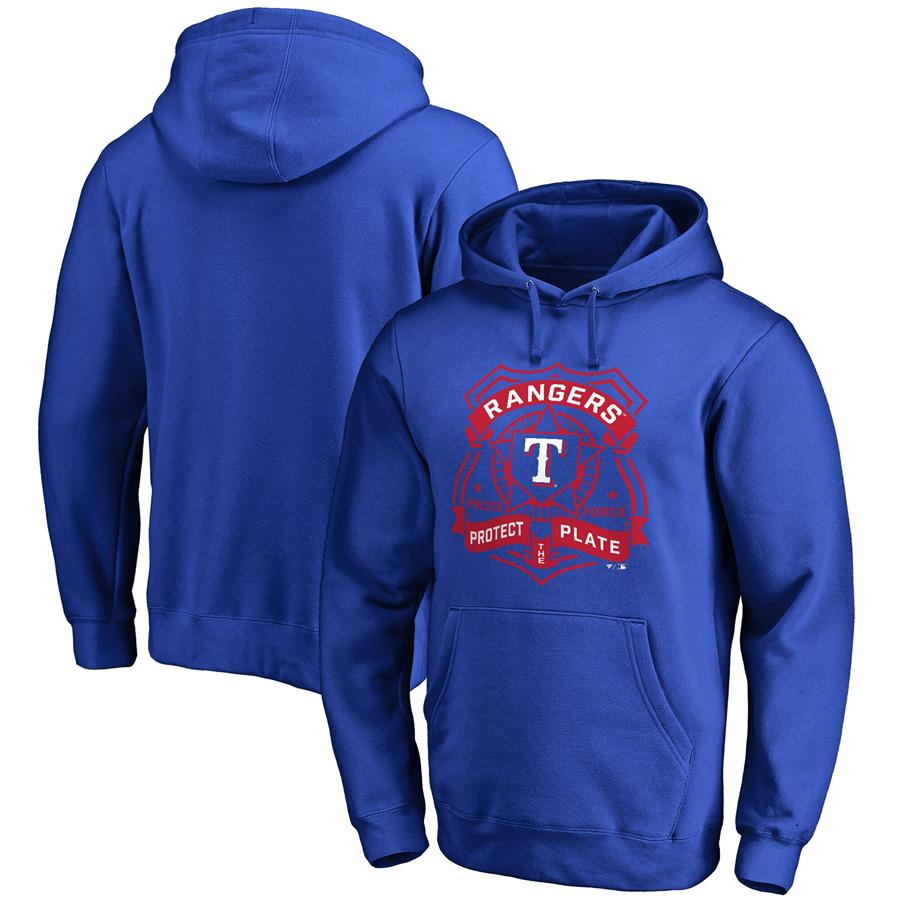 Texas Rangers Police Badge Pullover Hoodie - Royal