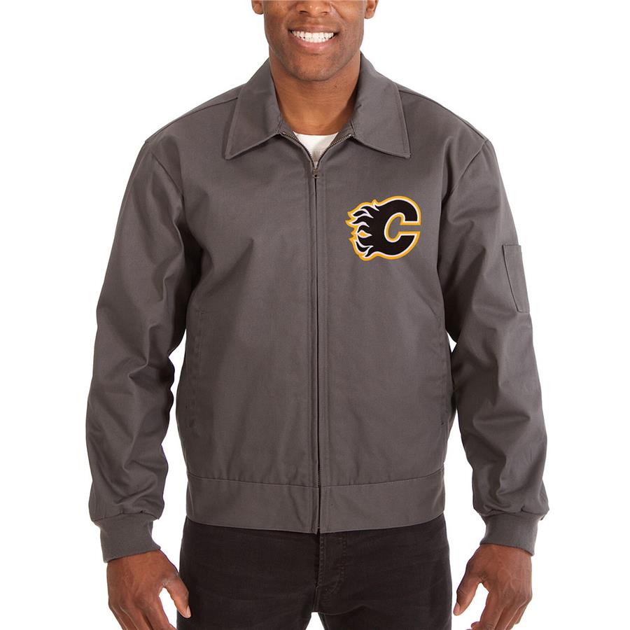 Calgary Flames JH Design Cotton Twill Workwear Jacket - Charcoal