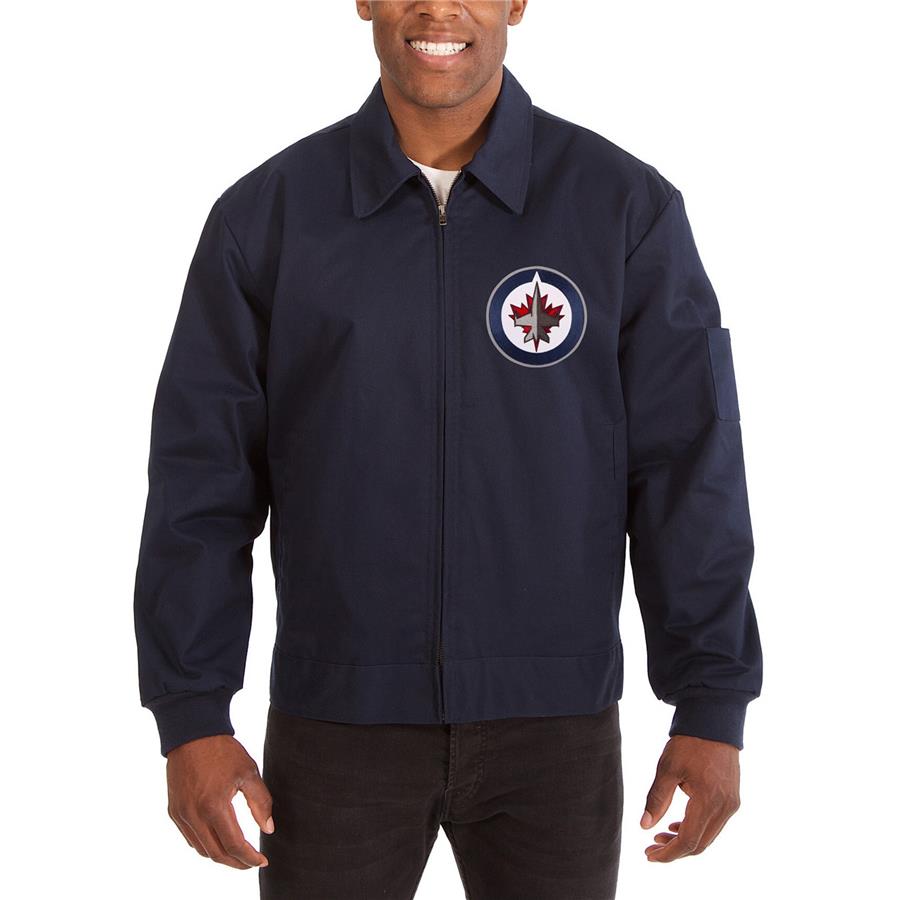 Winnipeg Jets JH Design Cotton Twill Workwear Jacket - Navy