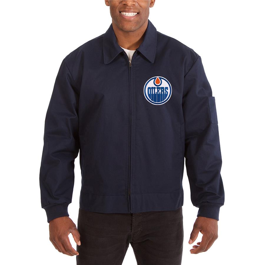 Edmonton Oilers JH Design Cotton Twill Workwear Jacket - Navy