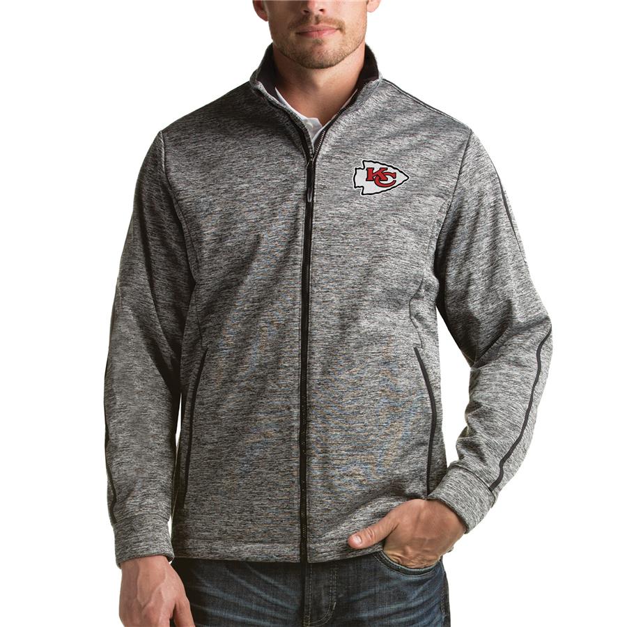 Kansas City Chiefs Antigua Full-Zip Golf Jacket - Heathered Black