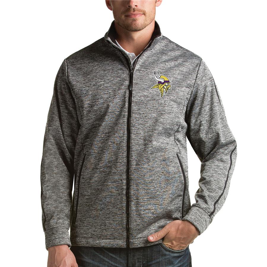Minnesota Vikings Antigua Full-Zip Golf Jacket - Heathered Black
