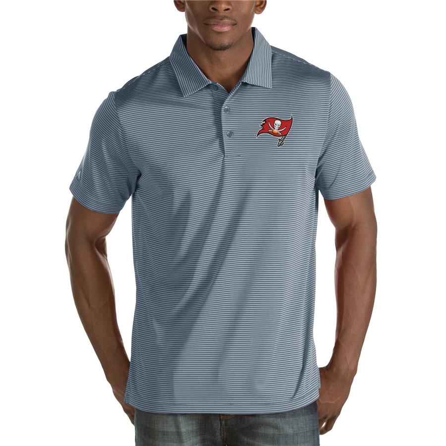 Tampa Bay Buccaneers Antigua Quest Stripe Polo - Steel