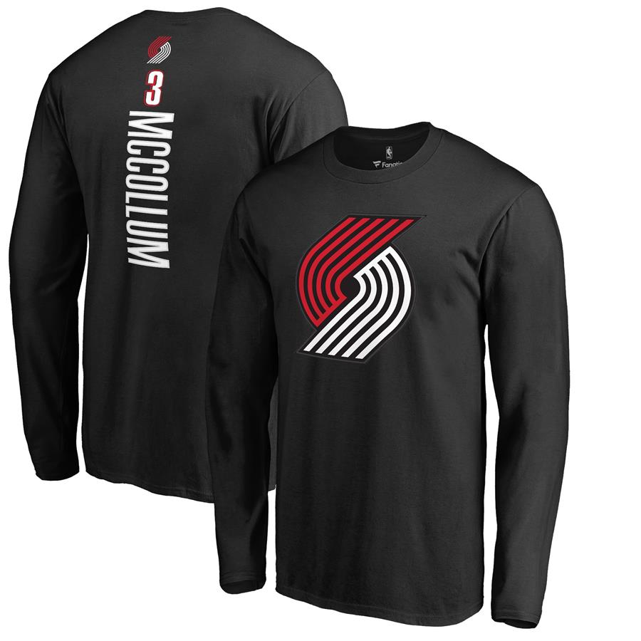 CJ McCollum Portland Trail Blazers Backer Long Sleeve T-Shirt - Black