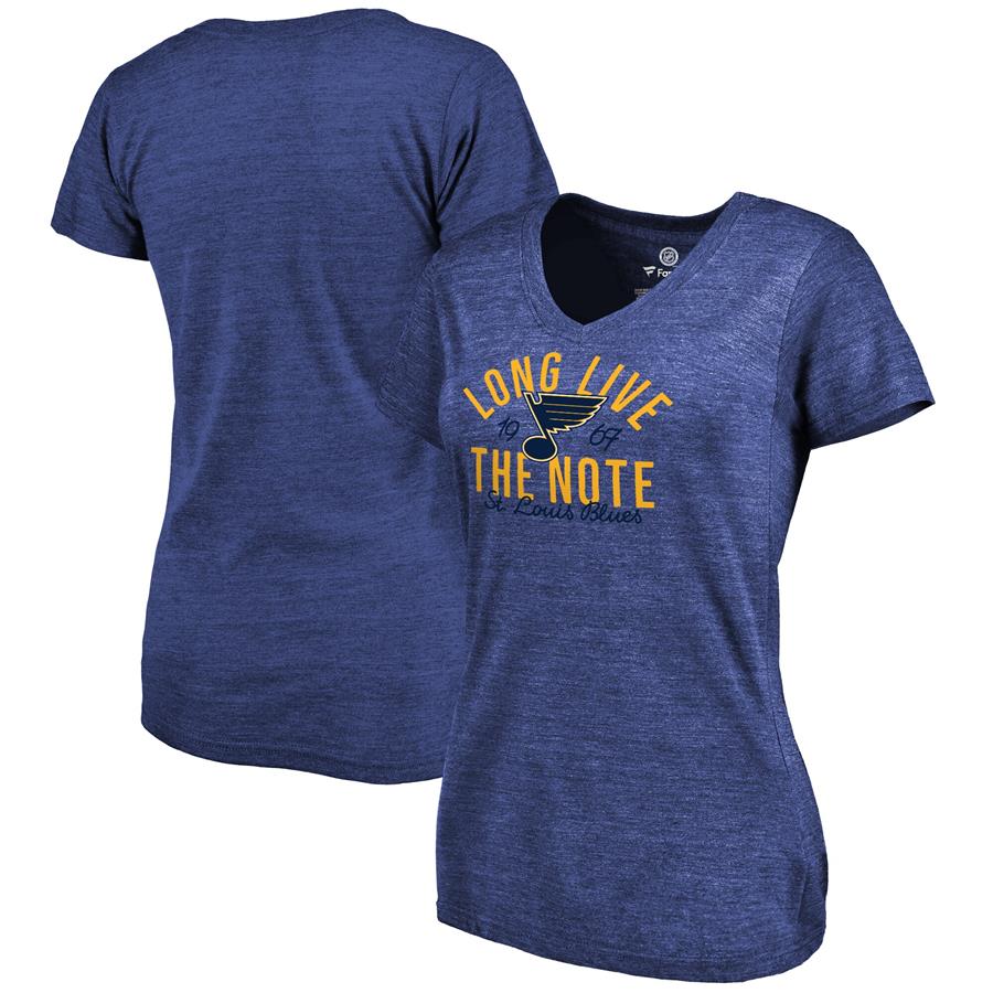 St. Louis Blues Women's Hometown Collection The Note Tri-Blend V-Neck T-Shirt - Blue