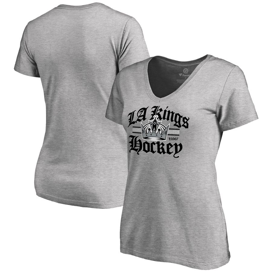 Los Angeles Kings Women's Hometown Collection The Crown V-Neck T-Shirt - ash