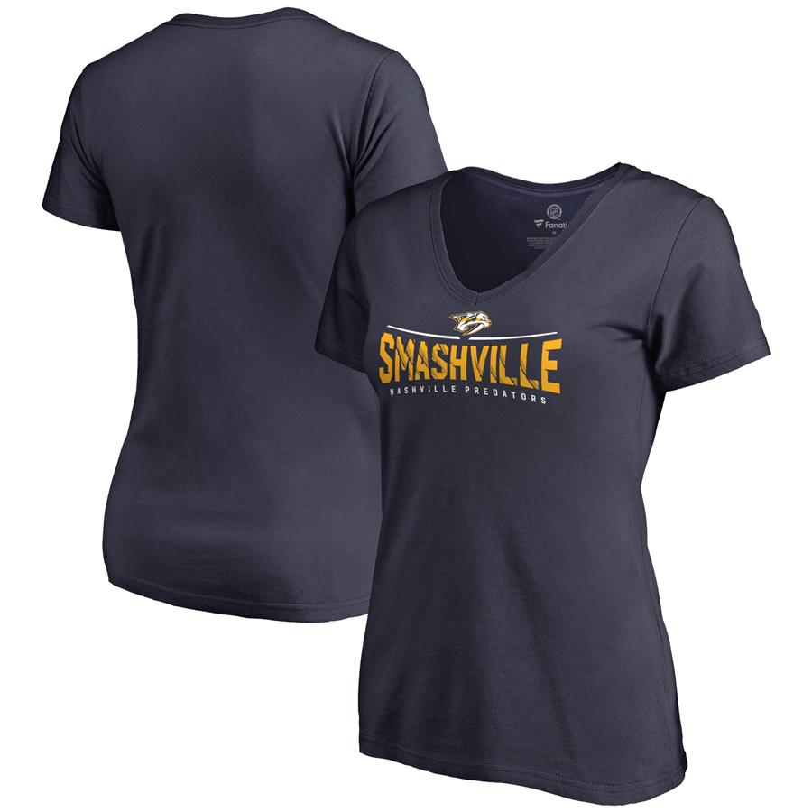 Женская футболка с V-вырезом Nashville Predators Hometown Collection Smashville (тёмно-синий)