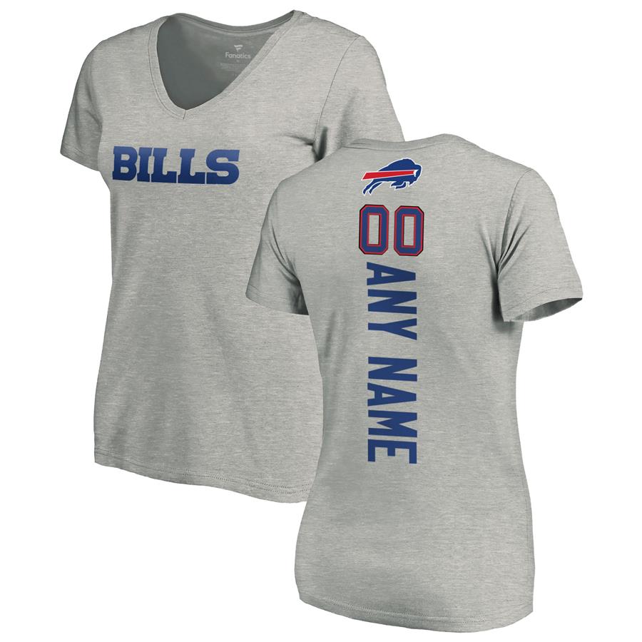 Buffalo Bills NFL Pro Line Women's Personalized Playmaker V-Neck T-Shirt - Ash