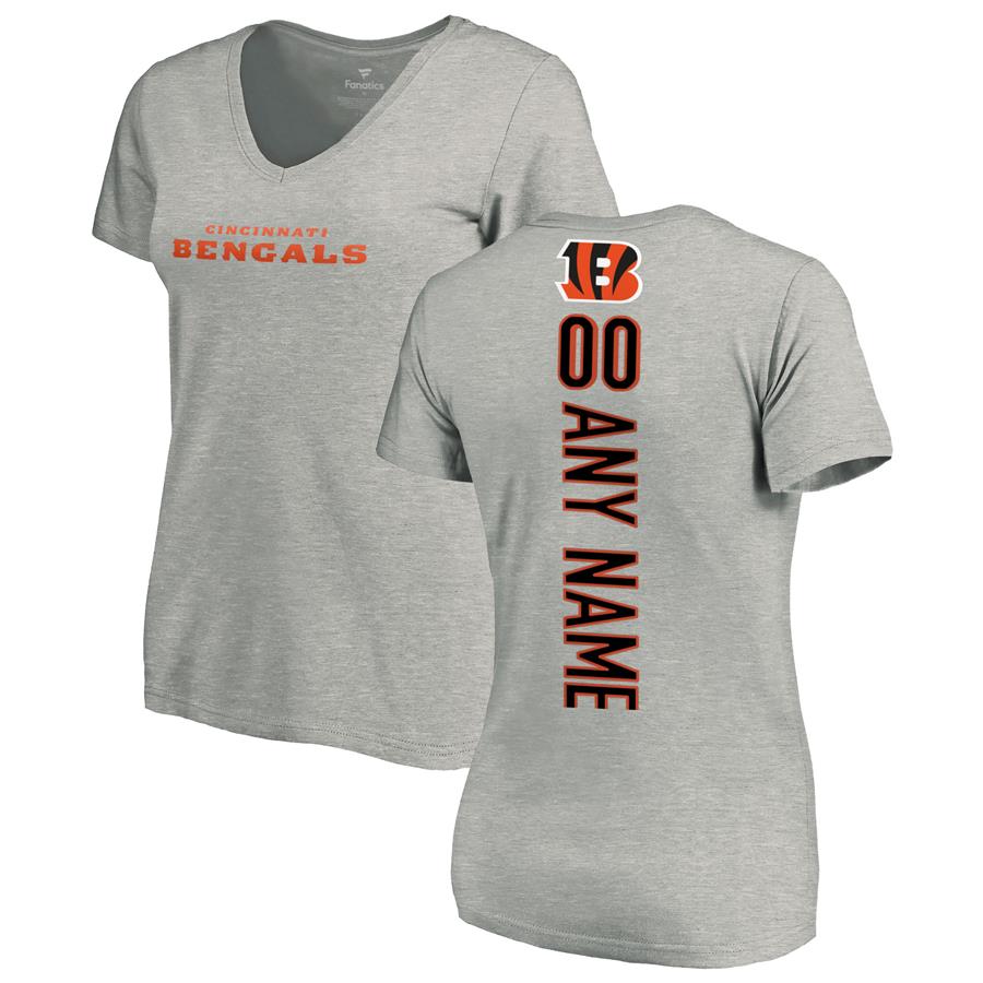 Cincinnati Bengals NFL Pro Line Women's Personalized Playmaker V-Neck T-Shirt - Ash