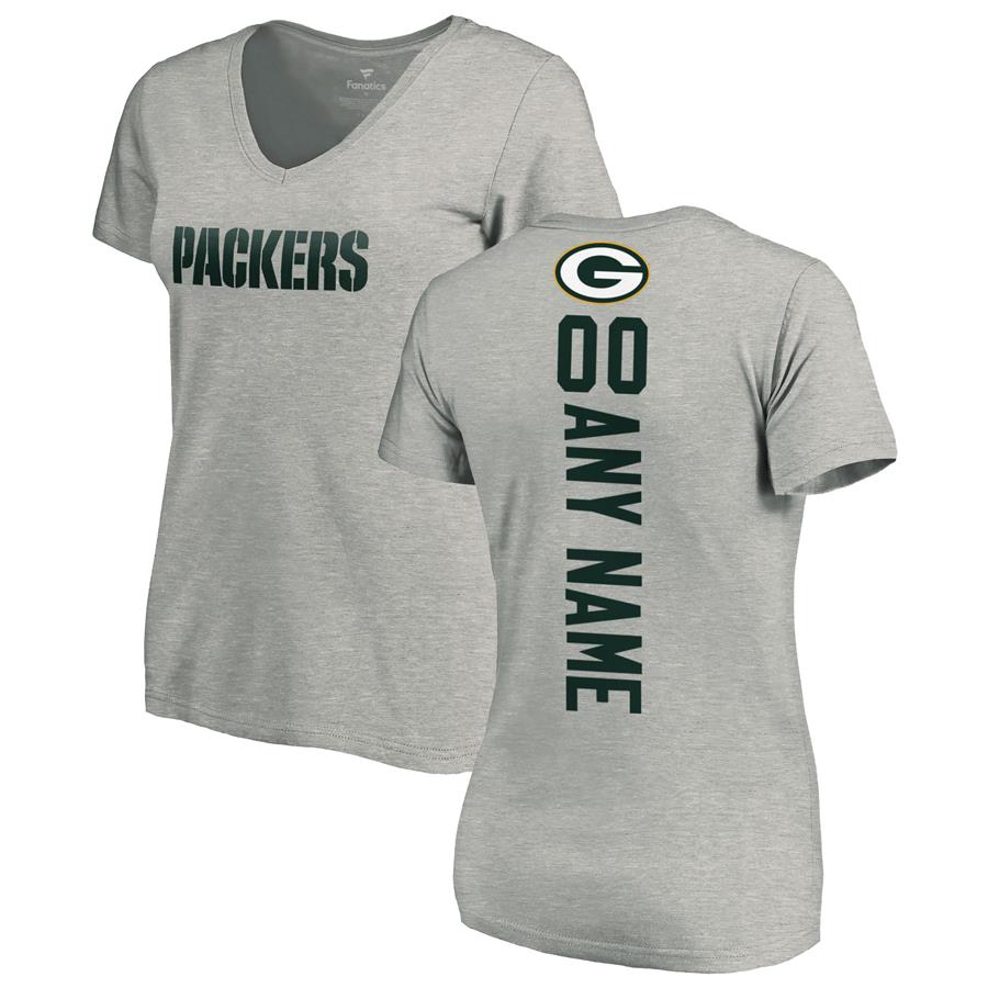 Green Bay Packers NFL Pro Line Women's Personalized Playmaker V-Neck T-Shirt - Ash