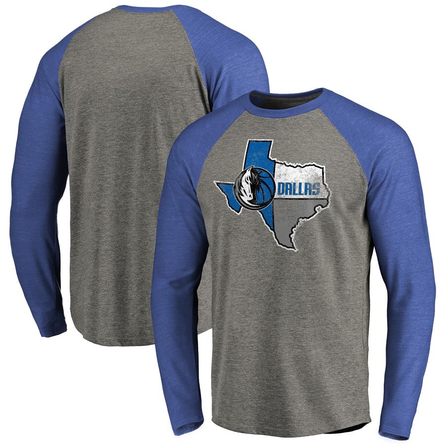 Dallas Mavericks Fanatics Branded Hometown Collection Lonestar Long Sleeve Tri-Blend Raglan T-Shirt - Ash