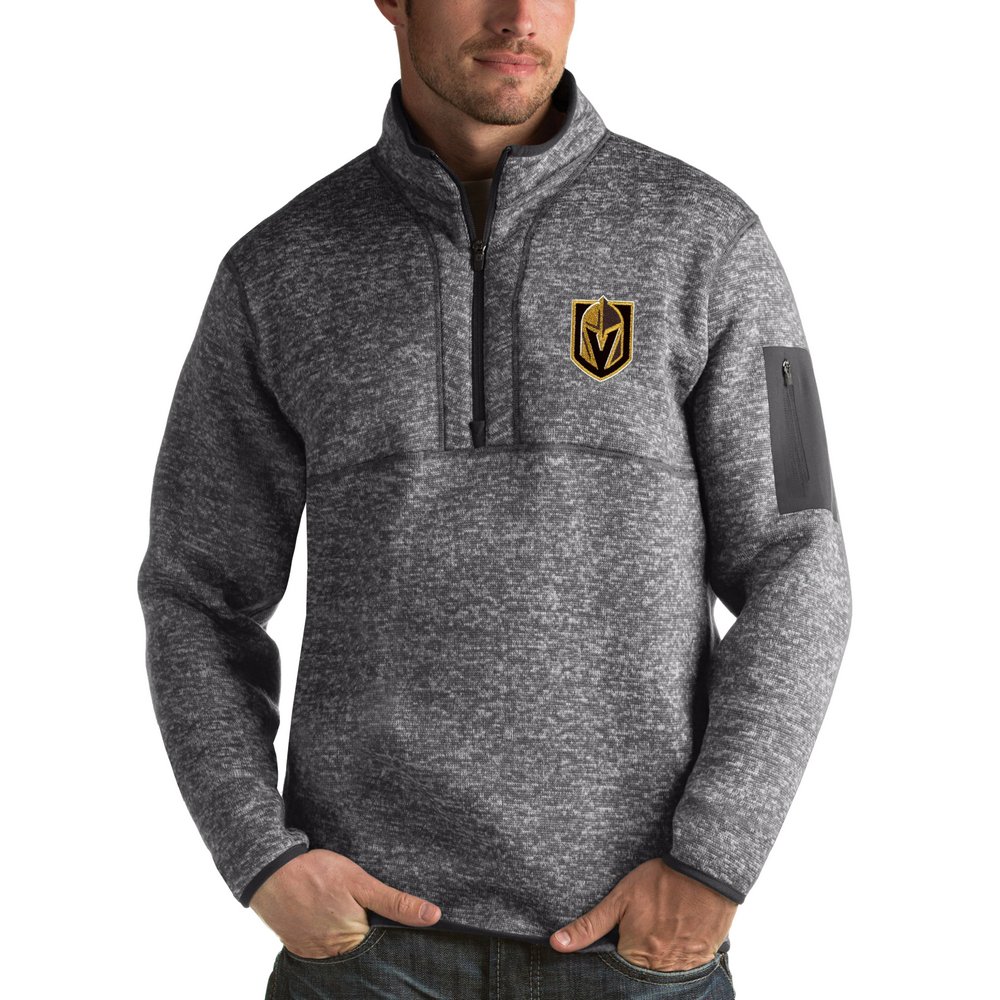 Vegas Golden Knights Antigua Fortune Half-Zip Pullover Jacket - Heather Black