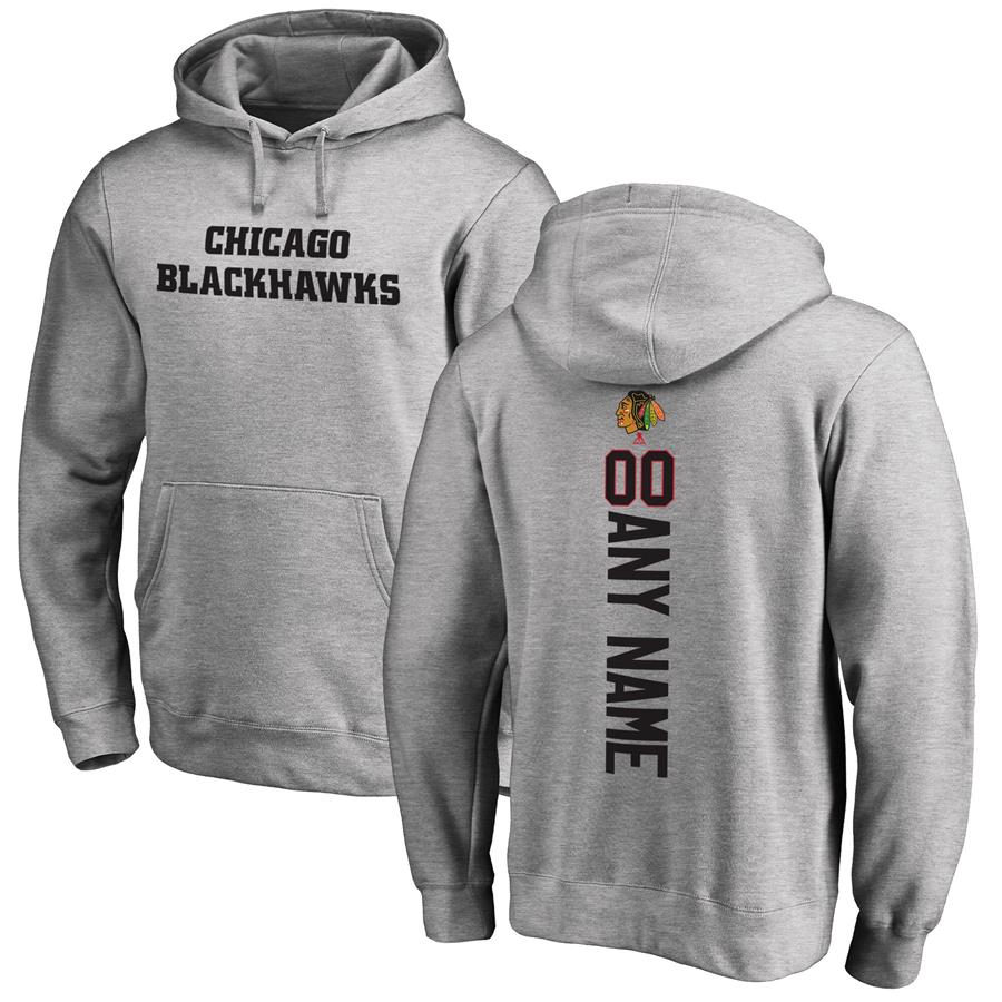 Chicago Blackhawks Fanatics Branded Personalized Playmaker Pullover Hoodie - Heather Gray