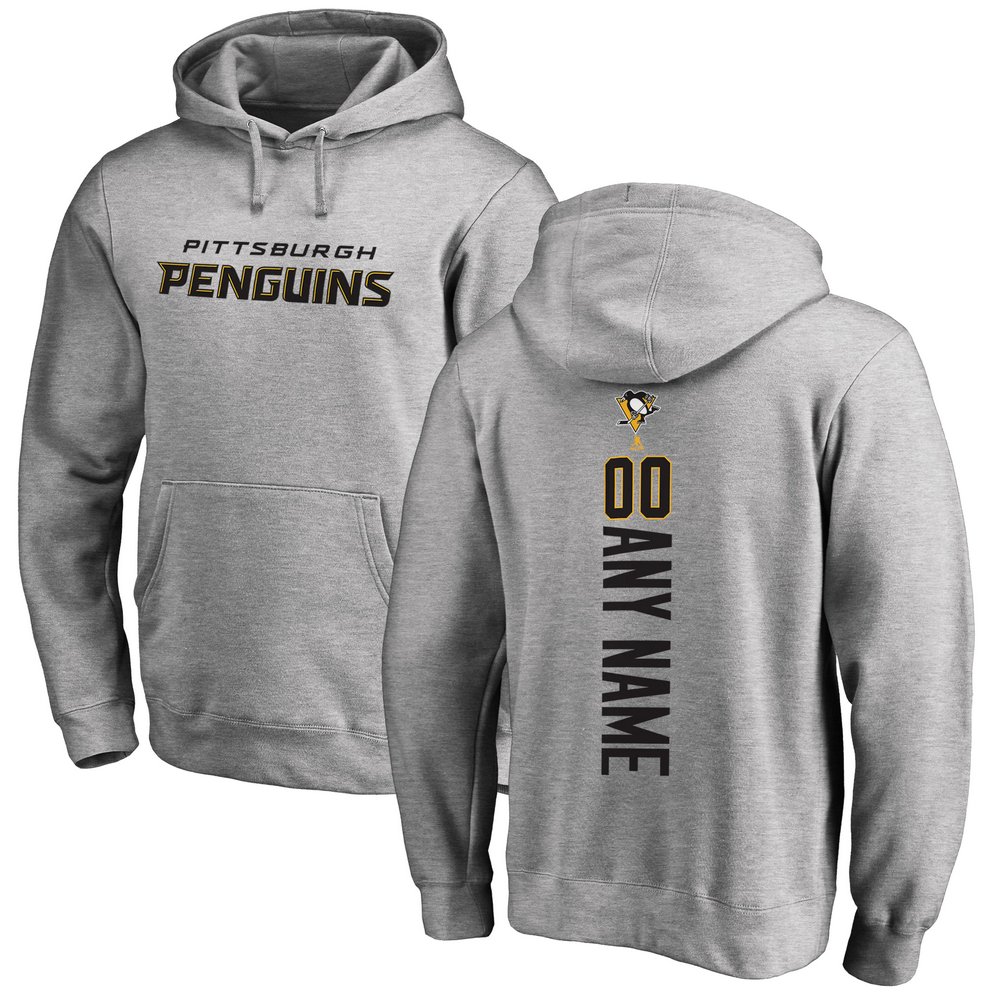 Pittsburgh Penguins Fanatics Branded Personalized Playmaker Pullover Hoodie - Heather Gray