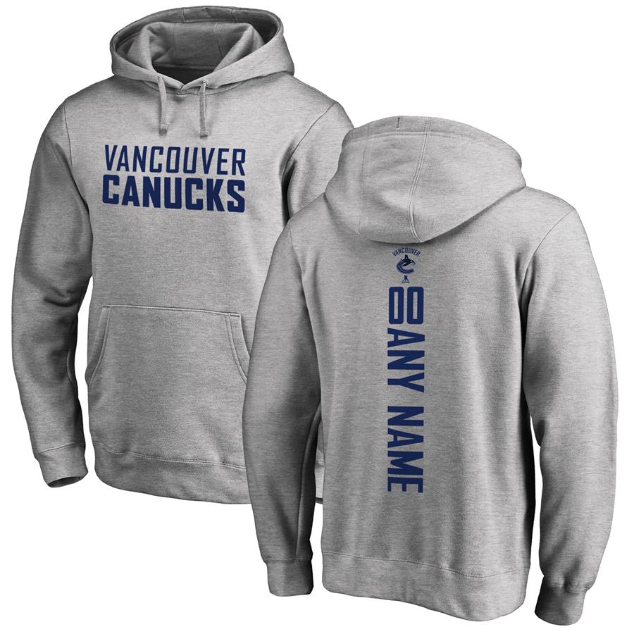 Vancouver Canucks Fanatics Branded Personalized Playmaker Pullover Hoodie - Heather Gray