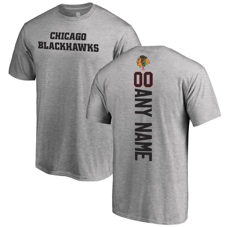 Chicago Blackhawks Fanatics Branded Personalized Playmaker T-Shirt - Heather Gray