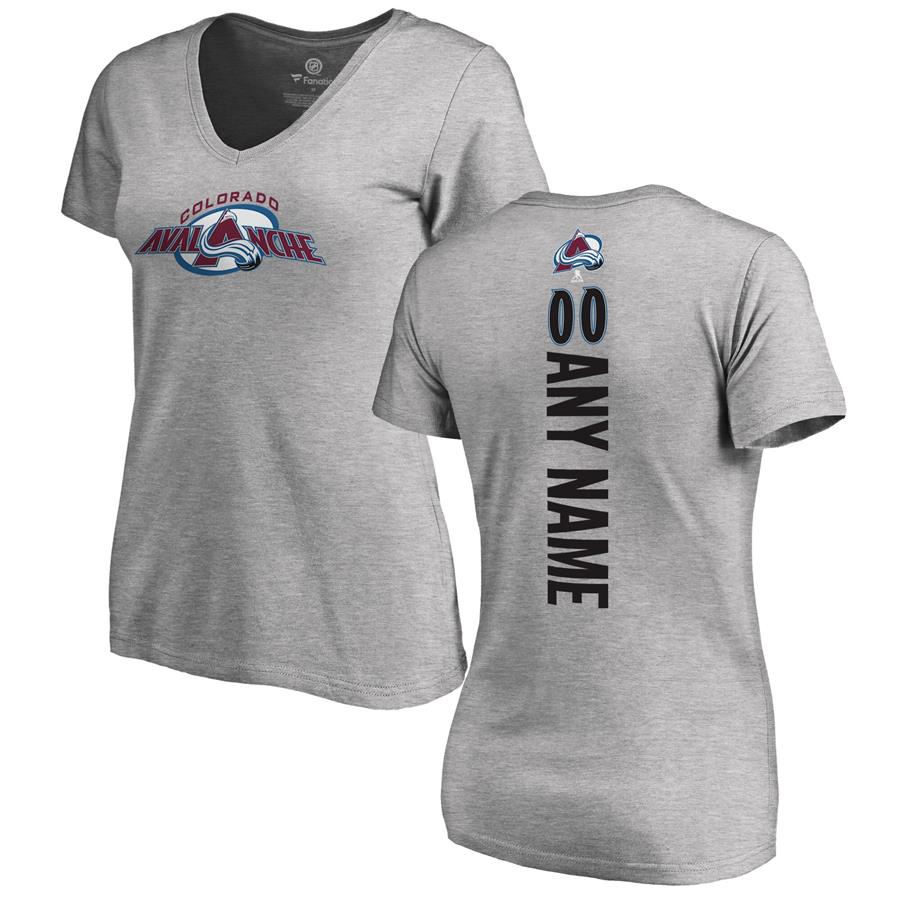Colorado Avalanche Fanatics Branded Women's Personalized Playmaker Slim Fit V-Neck T-Shirt - Heather Gray