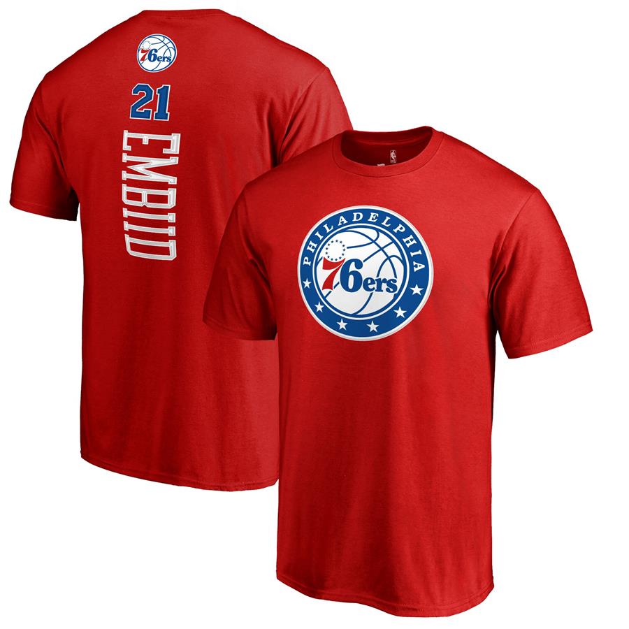Joel Embiid Philadelphia 76ers Fanatics Branded Backer Name & Number T-Shirt - Red