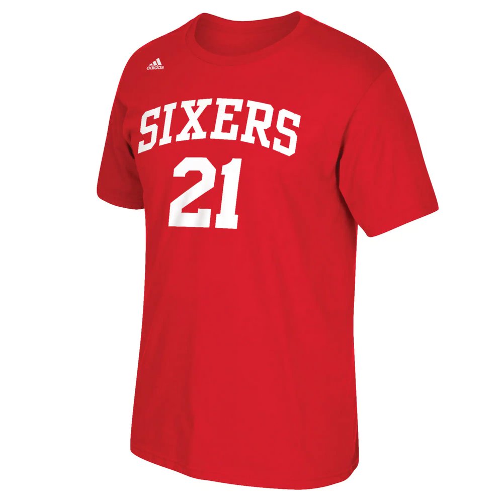 Joel Embiid Philadelphia 76ers adidas Net Number T-Shirt - Red