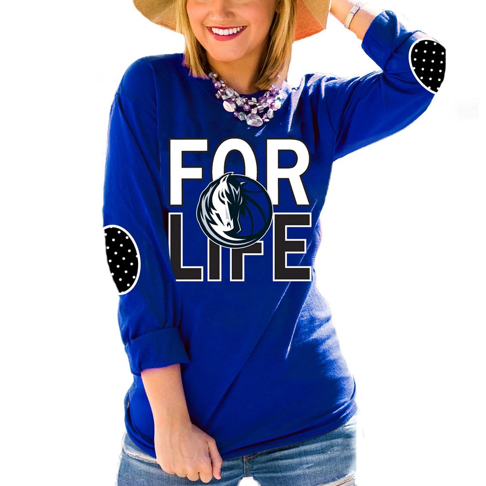 Dallas Mavericks Women's Puff Print Elbow Patch Long Sleeve T-Shirt - Royal