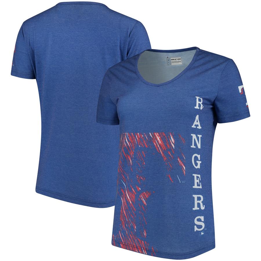 Texas Rangers Women's Static Rain V-Neck T-Shirt - Royal