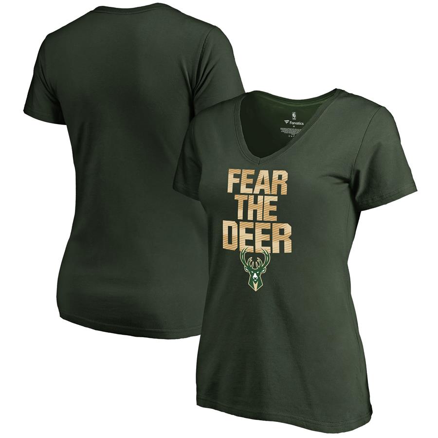 Milwaukee Bucks Fanatics Branded Women's Mantra V-Neck T-Shirt - Green