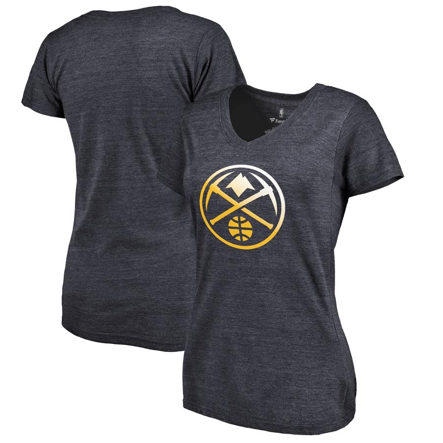Denver Nuggets Fanatics Branded Women's Gradient Logo Tri-Blend T-Shirt - Navy