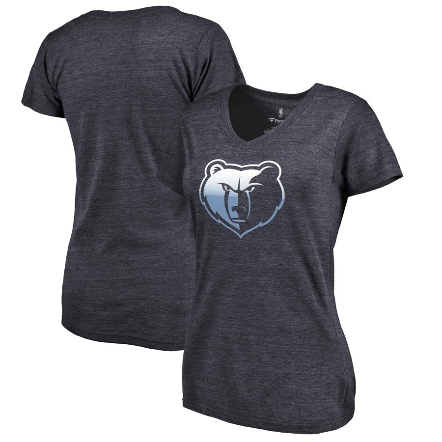 Memphis Grizzlies Fanatics Branded Women's Gradient Logo Tri-Blend T-Shirt - Navy