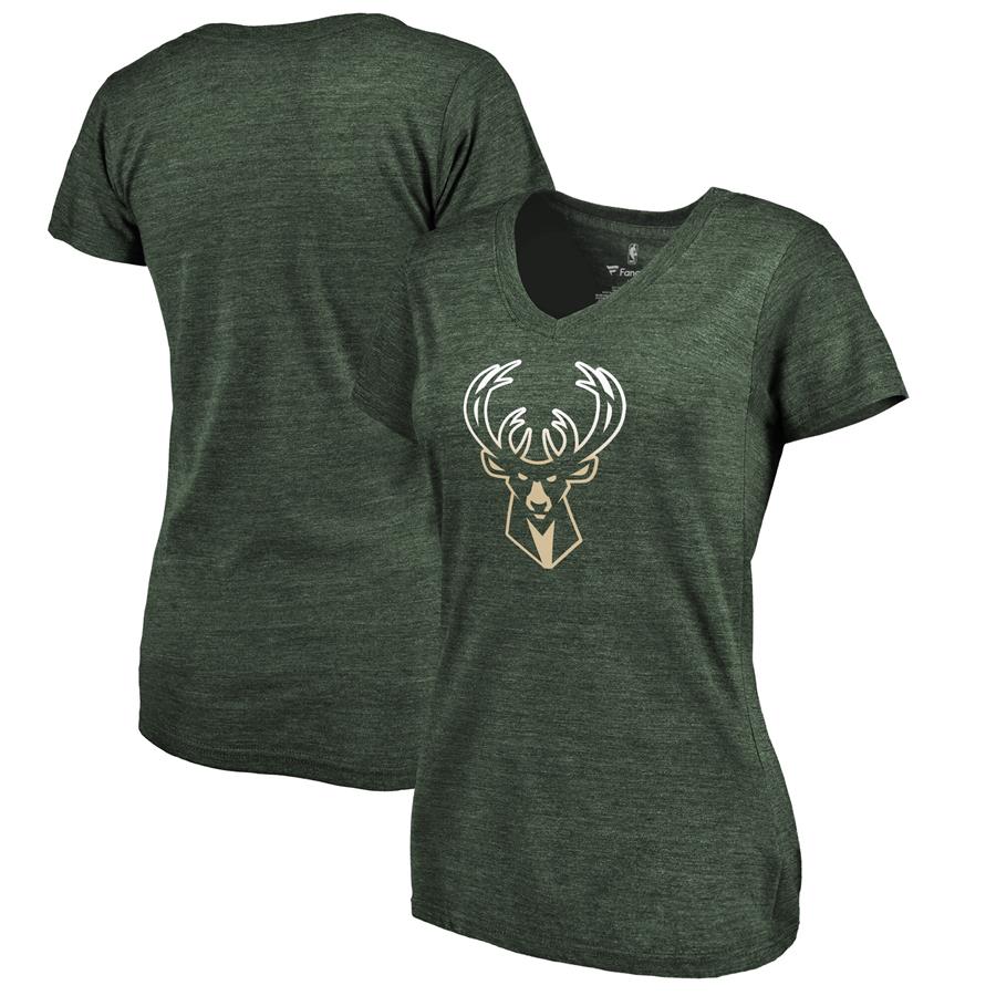 Milwaukee Bucks Fanatics Branded Women's Gradient Logo Tri-Blend T-Shirt - Green