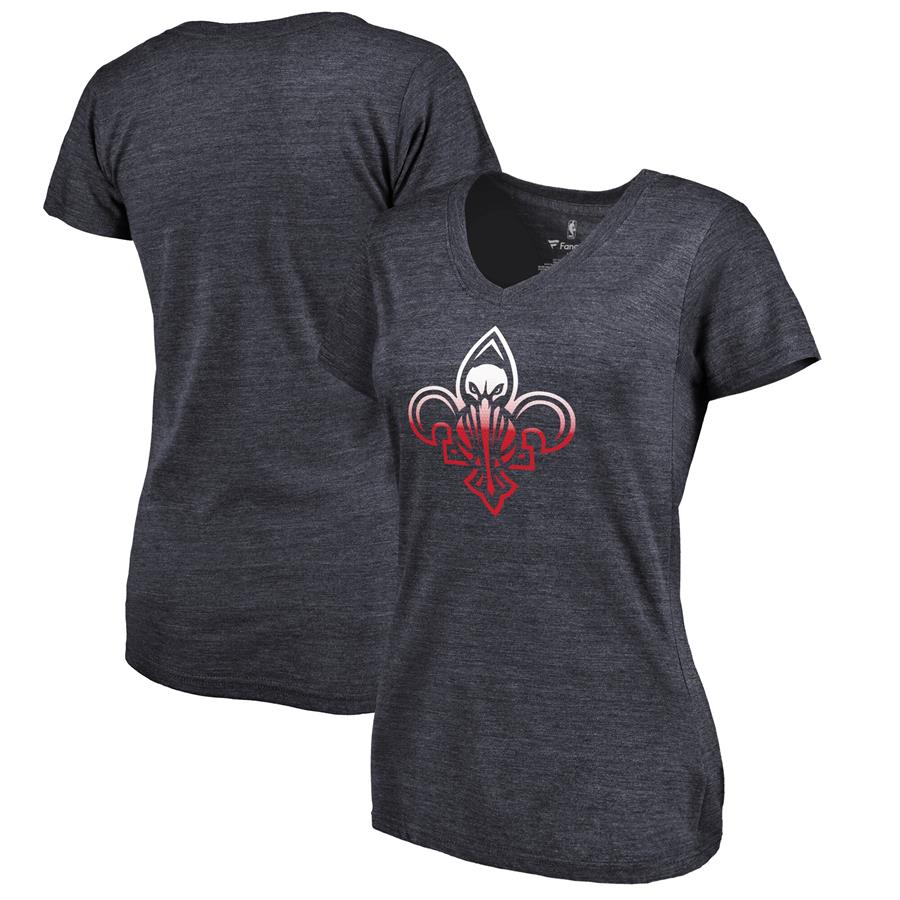 New Orleans Pelicans Fanatics Branded Women's Gradient Logo Tri-Blend T-Shirt - Navy