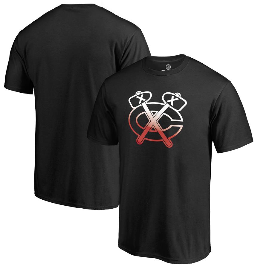 Chicago Blackhawks Fanatics Branded Gradient Logo T-Shirt - Black