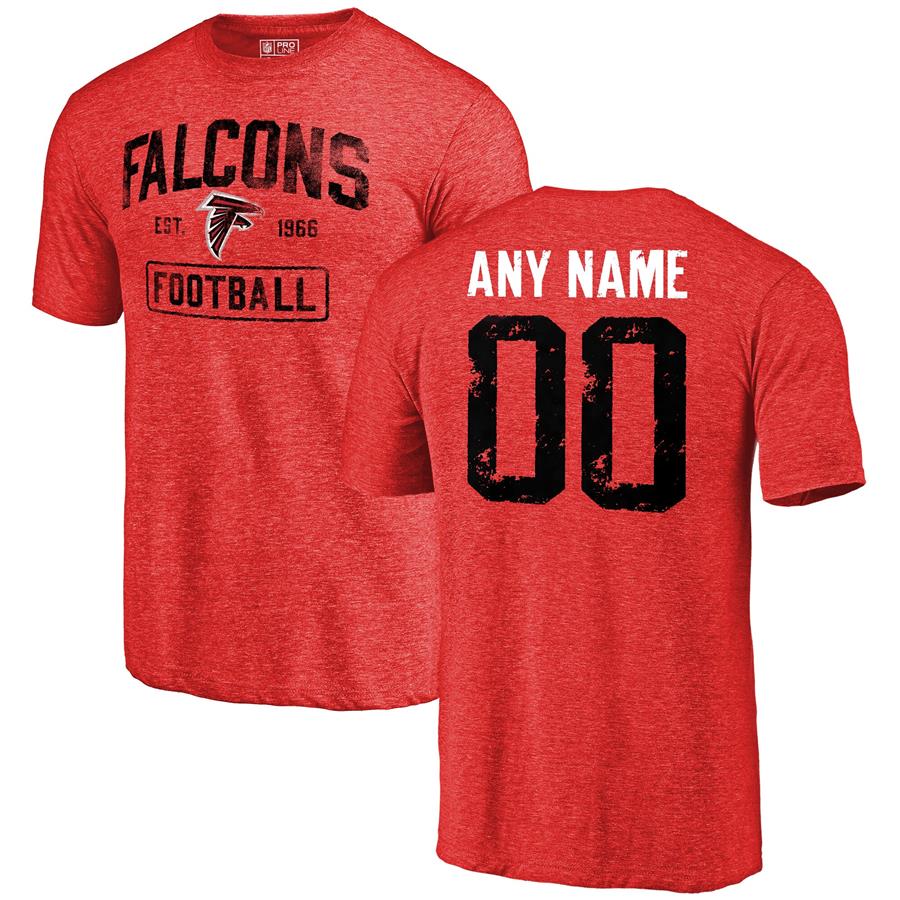 Atlanta Falcons NFL Pro Line by Fanatics Branded Distressed Personalized Name & Number Tri-Blend T-Shirt - Red