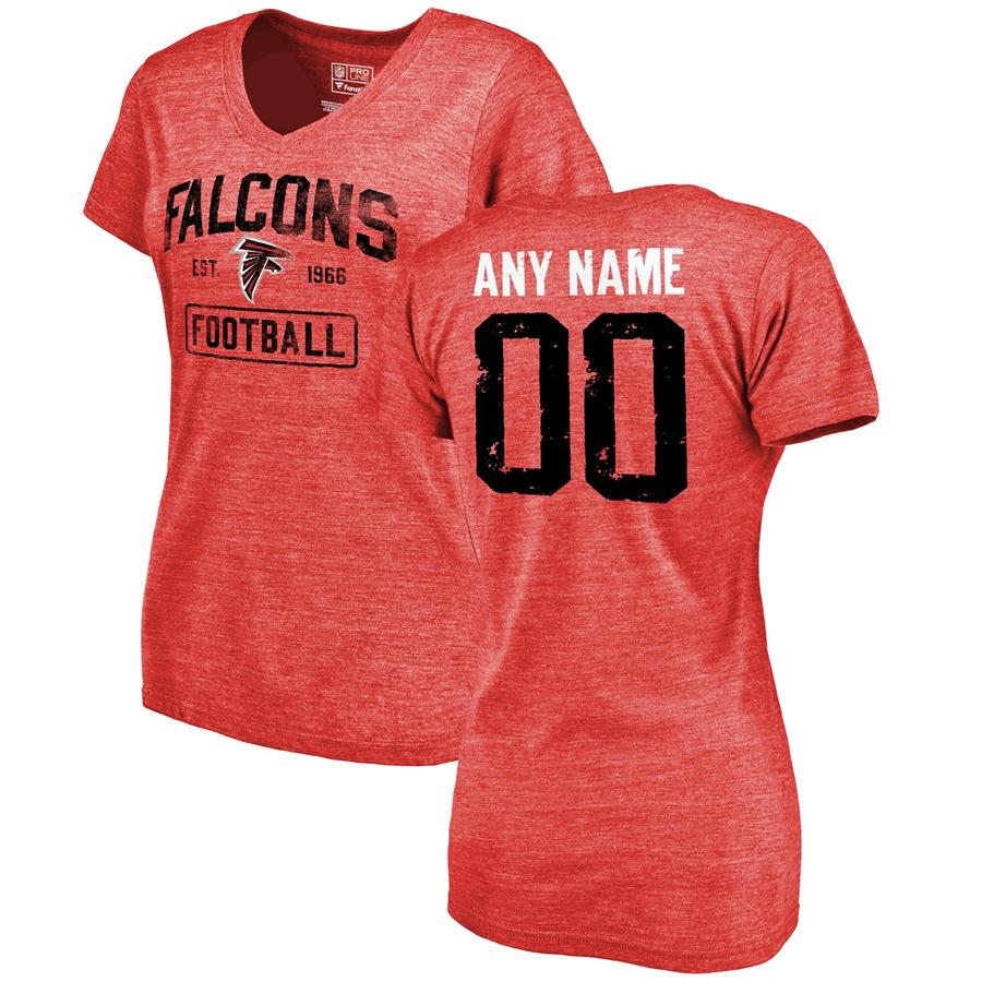 Atlanta Falcons NFL Pro Line by Fanatics Branded Women's Distressed Personalized Name & Number Tri-Blend T-Shirt - Red