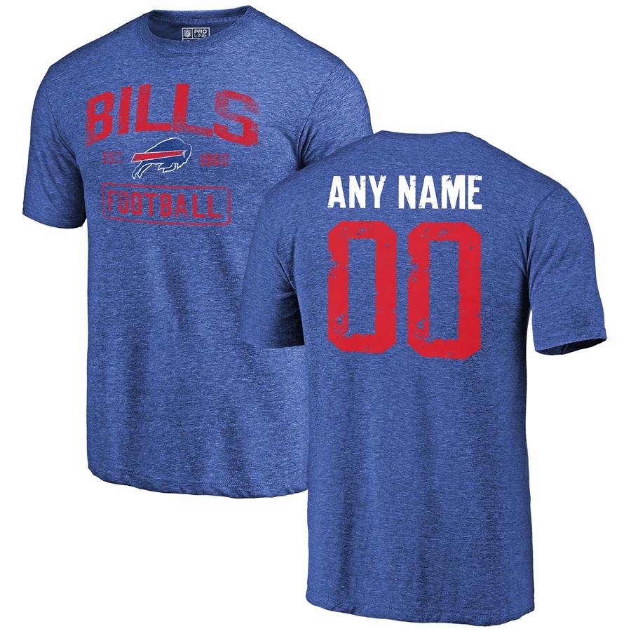 Buffalo Bills NFL Pro Line by Fanatics Branded Distressed Personalized Name & Number Tri-Blend T-Shirt - Royal