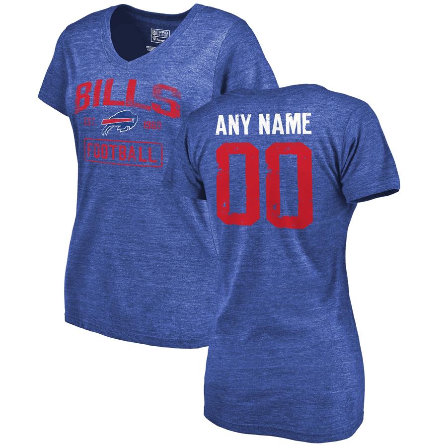 Buffalo Bills NFL Pro Line by Fanatics Branded Women's Distressed Personalized Name & Number Tri-Blend T-Shirt - Royal