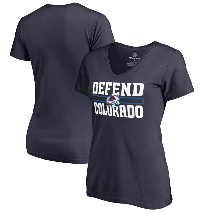 Colorado Avalanche Fanatics Branded Women's Hometown Collection Defend T-Shirt - Navy
