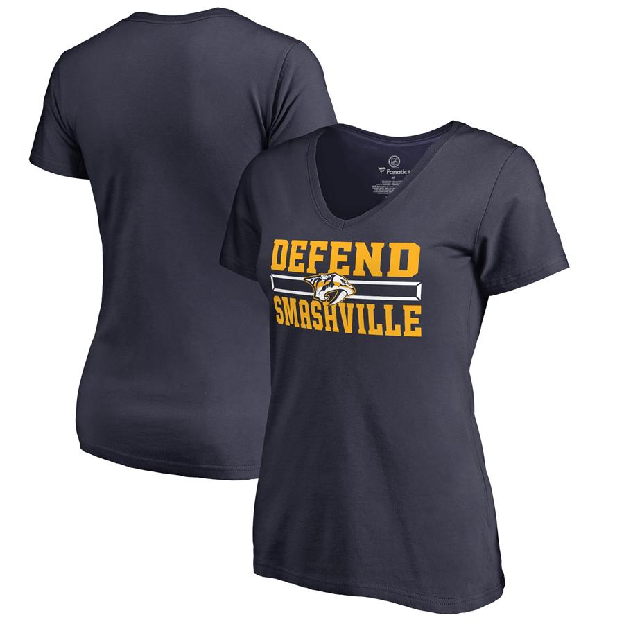 Nashville Predators Fanatics Branded Women's Hometown Collection Defend T-Shirt - Navy