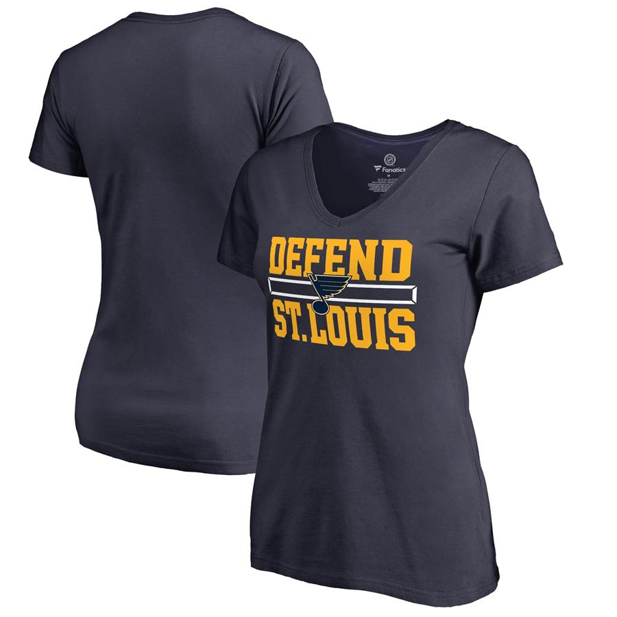 St. Louis Blues Fanatics Branded Women's Hometown Collection Defend T-Shirt - Navy