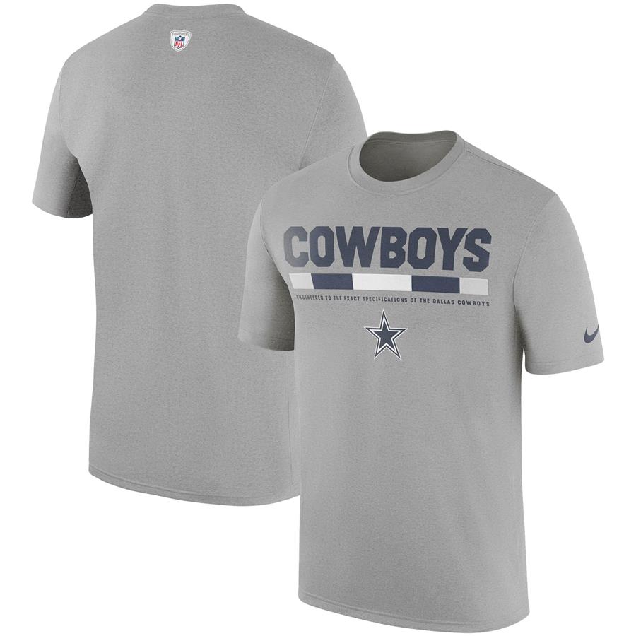 Футболка Dallas Cowboys Nike Sideline Legend Staff Performance (серый меланж)
