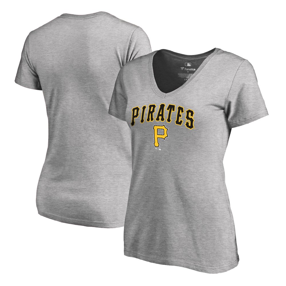 Pittsburgh Pirates Fanatics Branded Women's Cooperstown Collection Wahconah V-Neck T-Shirt - Ash