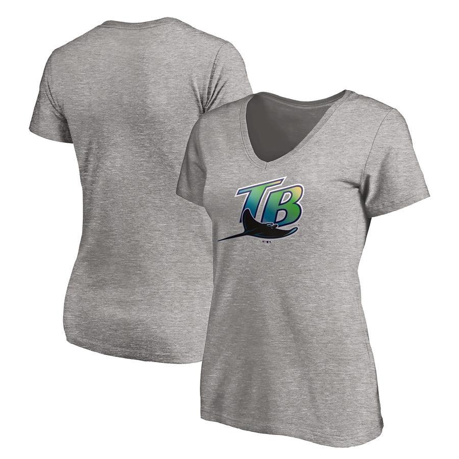 Tampa Bay Rays Fanatics Branded Women's Cooperstown Collection Wahconah V-Neck T-Shirt - Ash
