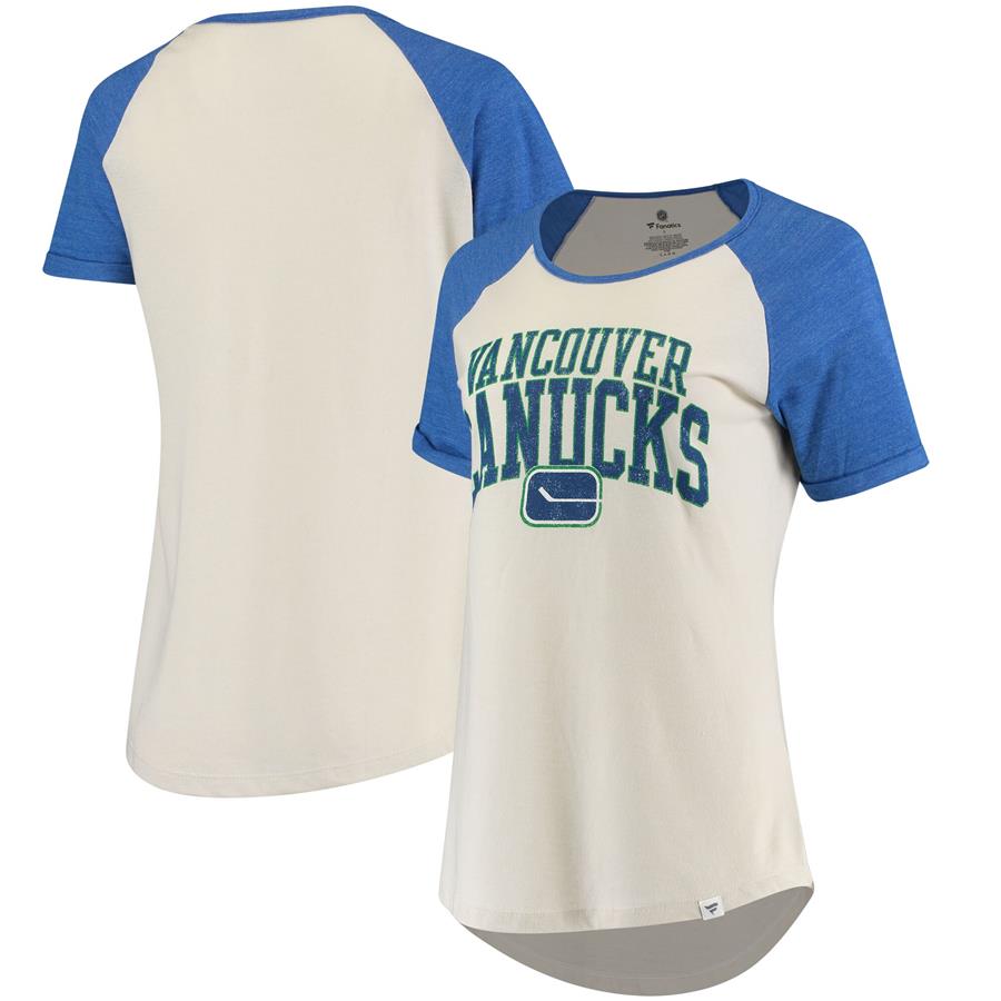 Vancouver Canucks Fanatics Branded Women's True Classics Raglan T-Shirt - Cream