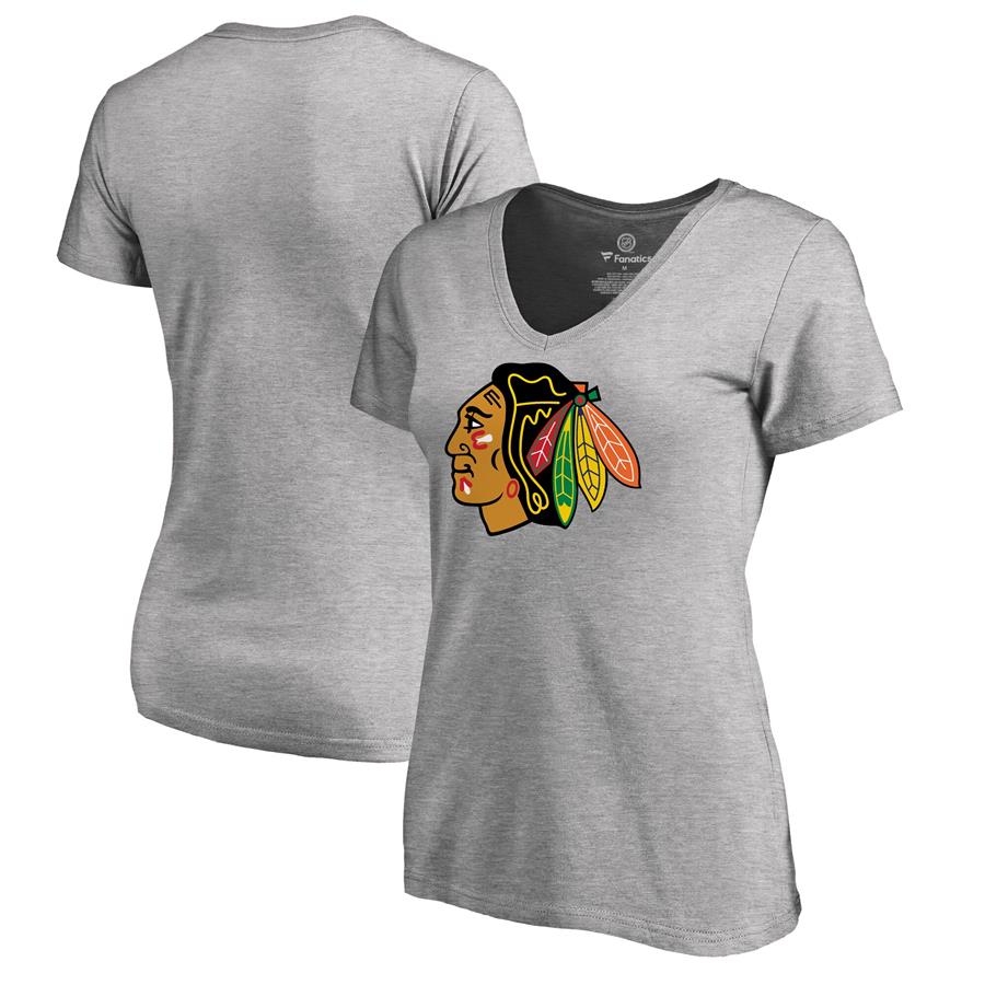 Chicago Blackhawks Fanatics Branded Women's Primary Logo T-Shirt - Ash