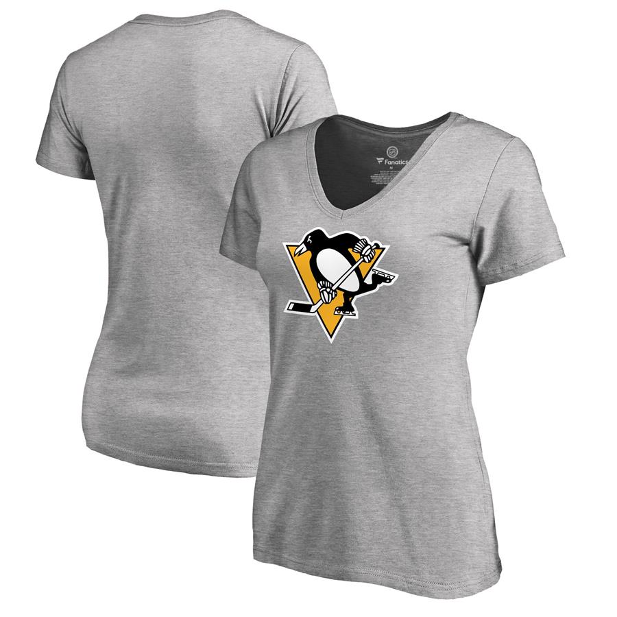 Pittsburgh Penguins Fanatics Branded Women's Primary Logo T-Shirt - Ash