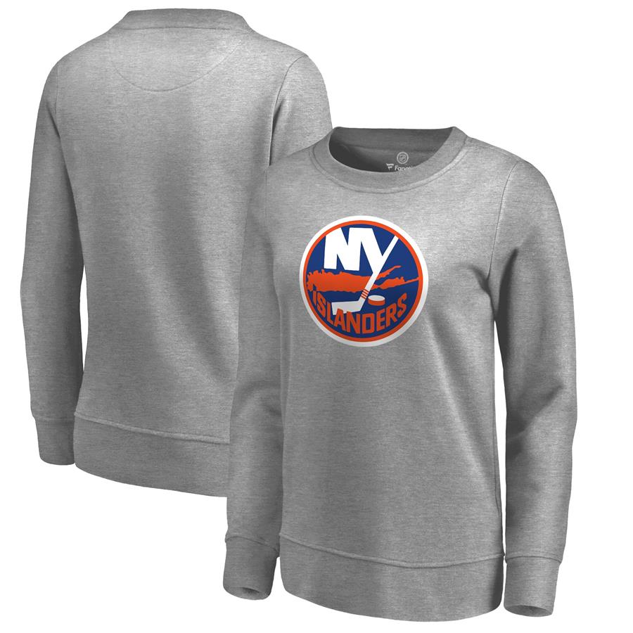 New York Islanders Fanatics Branded Women's Primary Logo Pullover Sweatshirt - Ash